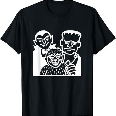 Count Dracula, Frankenstein and Wolfman Halloween T-Shirt