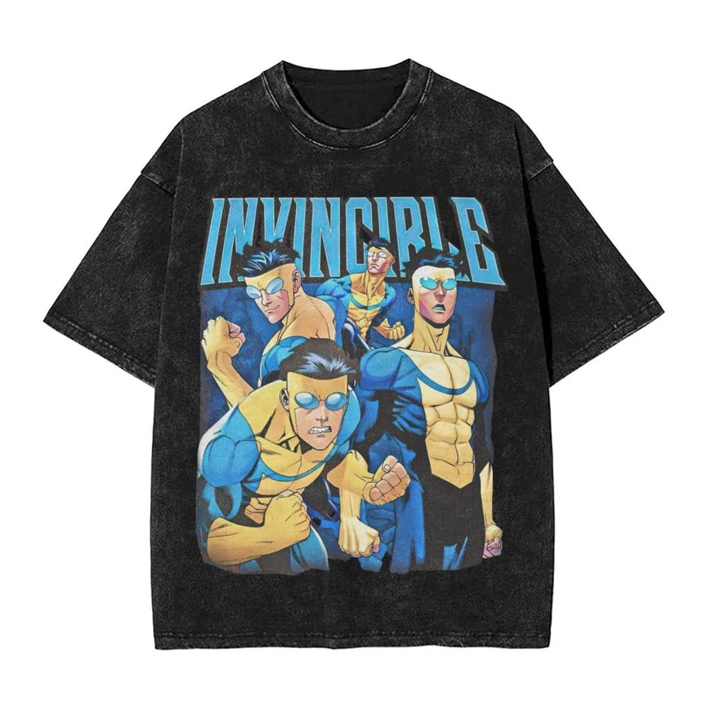 Comic Invincible OmniMan Washed Tshirt Men Women Summer Cotton YK Clothing Vintage Fashion Round Neck Short Sleeved Tee