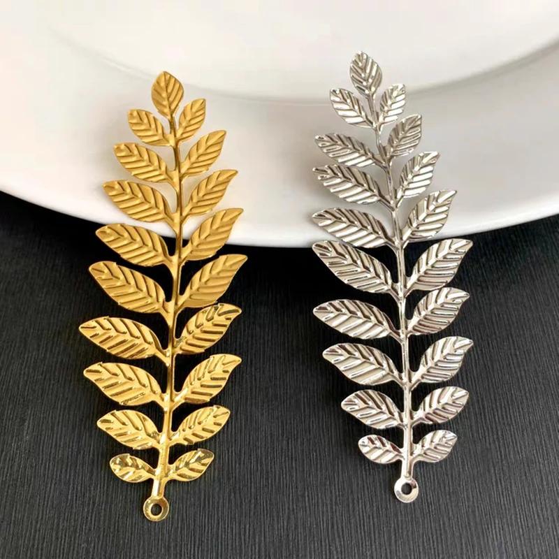 Engood 100Pcs Rhinestone Leaves Button Sewing Trim & Embellishments Craft Buckle for DIY Jewelry Earring Pendants Antique Hair