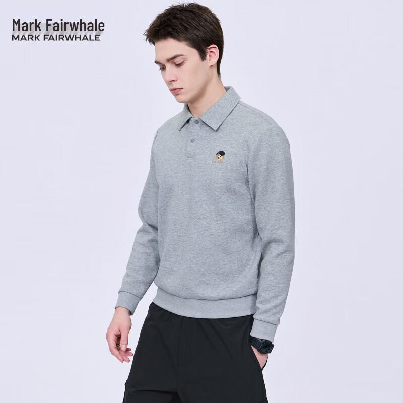 MARK FAIRWHALE Men's Bear Embroidered Polo Sweatshirt