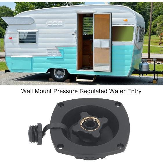 RV City Water Inlet, Wall Mounted RV City Water Inlet Filler Connection Pressure Regulator, City Water Hookup for Marine Motorhome Trailer Boat