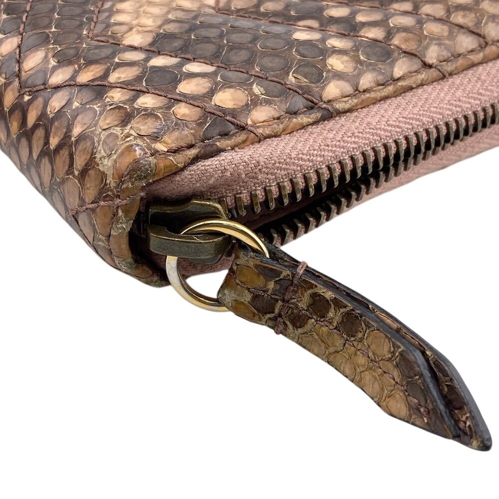 Gucci 443123 Zip Around GG Marmont Python Purse Pink Python Women Used