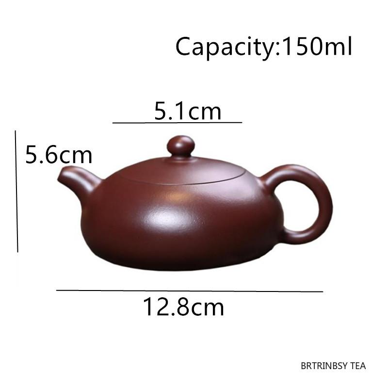 150ml Handmade Chinese Yixing Zisha Teapot Flat Shape Purple Clay Tea Pot Beauty Tea Infuser Kettle Household Zisha Tea Set
