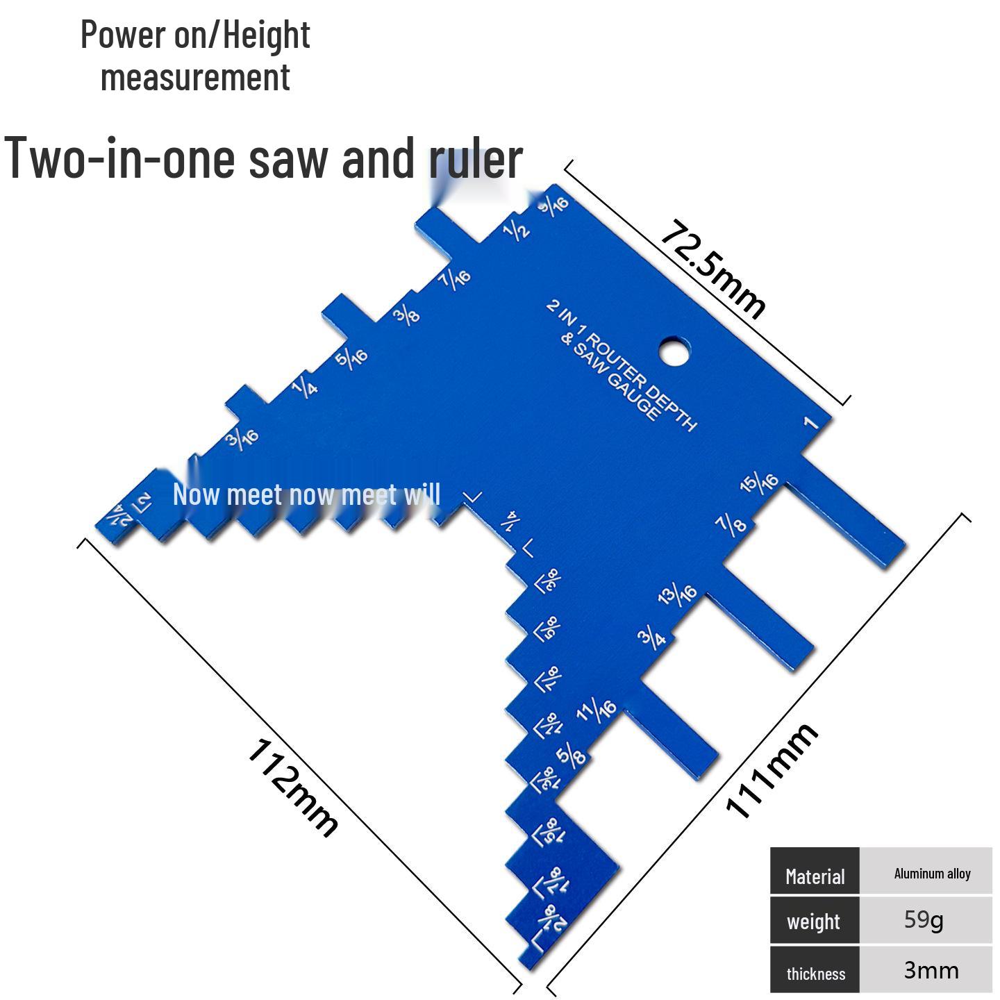 

Aluminum Alloy Woodworking Ruler & Height Gauge, Imperial Mortise Card, Two-in-One for Engraving & Circular Saw Machines