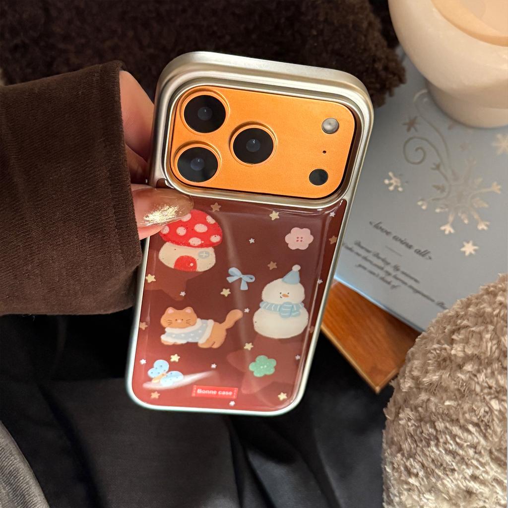 Glue Suitable for 17promax Retro Cartoon Snowman for Iphone16 for Apple 15 Mobile Phone Case Winter Brown 14 for Huawei