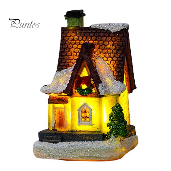Weihnachten glühende Haus Ornament romantische warme Beleuchtung Harz Handwerk Desktop LED schneebedeckte Haus Dekoration Figur Statue Festival Geschenk