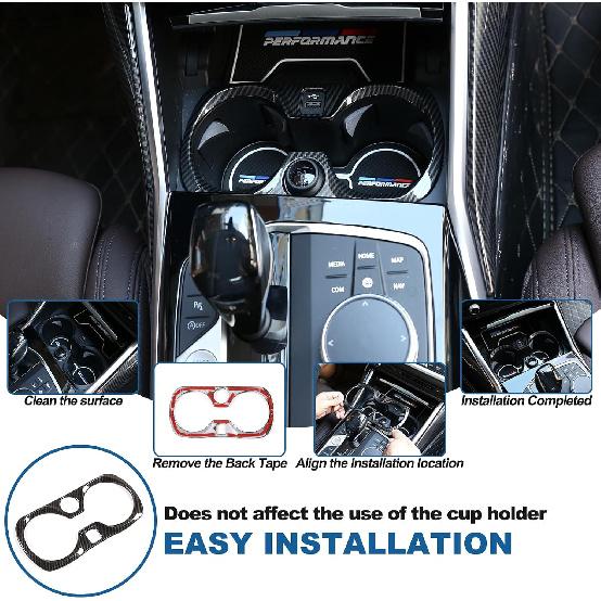 Car Cup Holder Panel Trim Frame Compatible with BMW 3 Series G20 G28 2020-2022,ABS Center Console Front Water Cup Holder Cover Interior Decoration