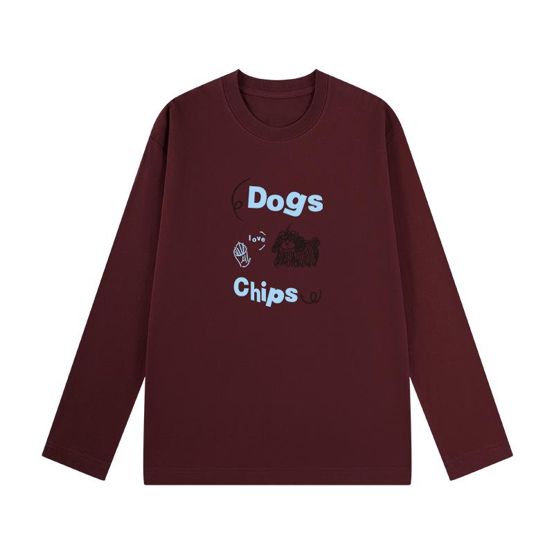 

Pure Cotton Korean Style Long Sleeve T-shirt, Trendy Autumn/Winter Print, Loose Fit for Students S (42.5-50 kg)