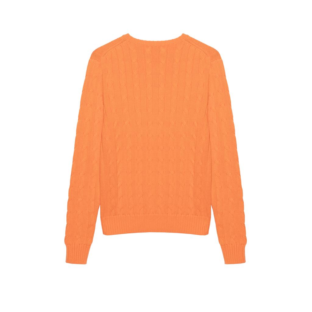 Polo Ralph Lauren Ss23 Solid Logo Embroidered Knit Crew Neck Long Sleeve Sweater Women sweater Orange 2118916403-008