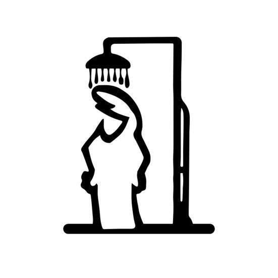 Yousheng Metal Bathroom Sign Black Shower Figure Wall Decoration Minimalist Line Rustic Door Sign Funny Door Topper for Bathroom Decoration