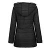 Winter Women Hooded Padded Down Jacket Mid Length Cotton Coat Plush Lined Windproof Zip Up Long Sleeve with Elastic Cuffs Outdoor