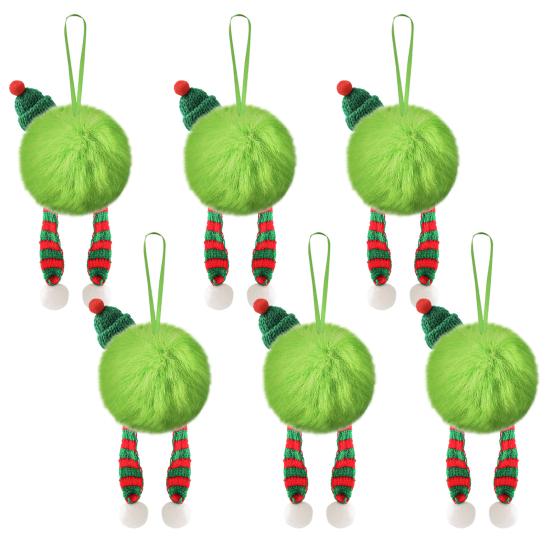 6Pcs Christmas Tree Pendant Striking Design Furry Christmas Furry Ball Decoration Hanging Ornament Seasonal Home Accents