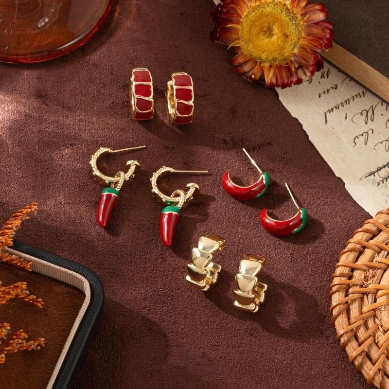 Trendy Chili Shaped Earrings Sturdy Stainless Metal Comfort Fit Ear Studs Jewelry For Women And Girls