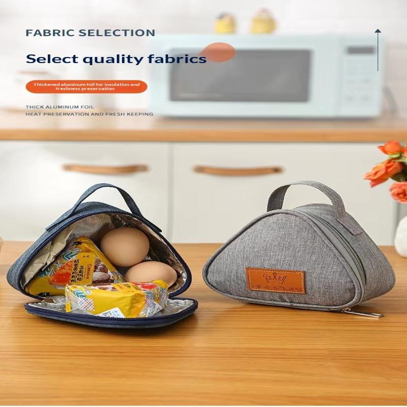 Portable Triangle Insulation Lunch Bag For Rice Vegetable Roll Milk Sandwich Egg Breakfast - Keep Food Warm Cool