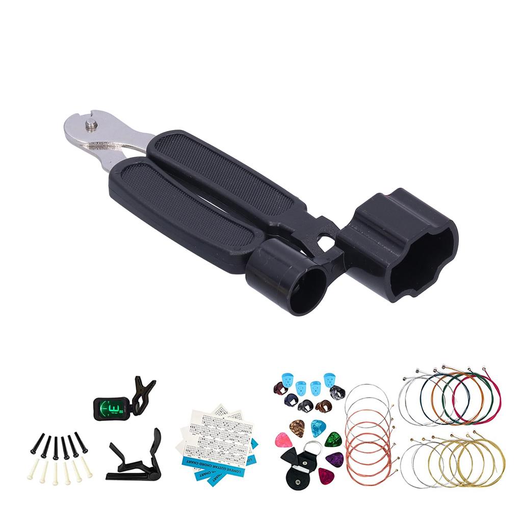 45Pcs Guitar Accessories Set String Capo Bridge Pins Pick Replacement Playing Auxiliary Tool