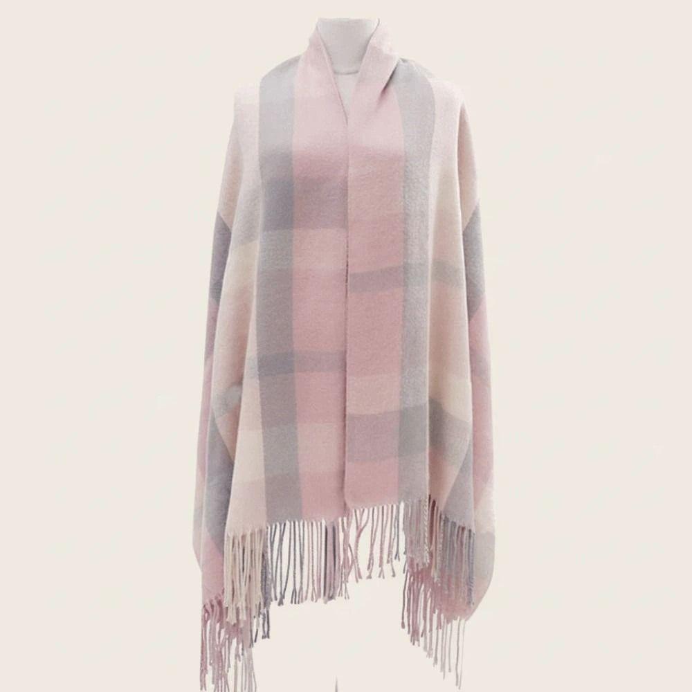 Cold-proof Classic Plaid Scarf Soft Long Neckscarf with Tassel Large Knitted Wool Scarf  Men