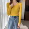 Spring and Autumn New Slim-fit Long Sleeve Bottom Knitted Sweater Low Neck Inner Sweater Women