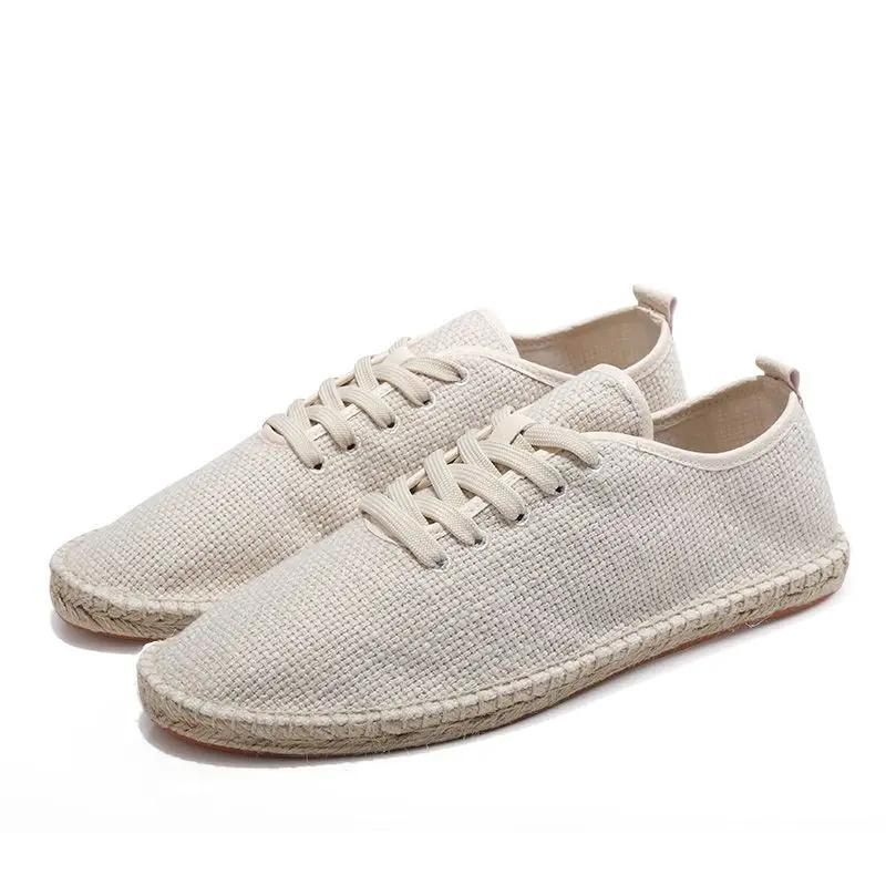 Summer Linen Breathable Casual Flats Shoes Mens Espadrilles Loafers Men Canvas Shoes Casual Fisherman Driving Footwear