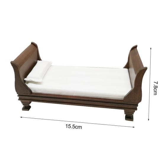 Dollhouse Single Bed Multifunctional Solid Scale 0.05 Dollhouse Furniture Simulation Mini Bed for Kids