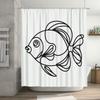 Black And White Modern Fish Print Shower Curtain Home Decor Waterproof Bathroom Decoration 3D Printing Window Treatments Custom