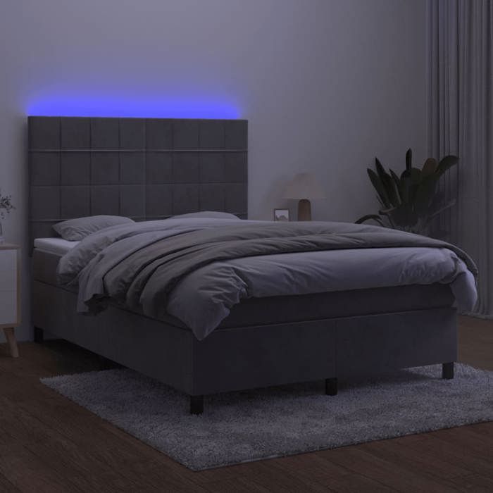 Maison Exclusive - Sommier à lattes de lit matelas et LED Gris clair 140x200 cm