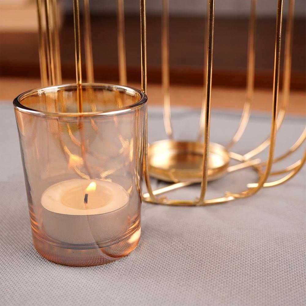Gold metal candle lantern 21.5 cm