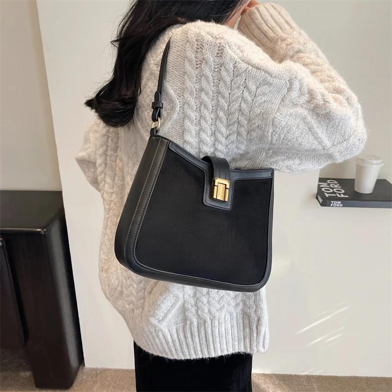 Retro Feminine Shoulder Bag Monochromatic Crossbody Bags Luxury Feminine Bags Simple and Elegant High Quality Korean Style New