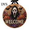 Wall Hanging Decor Halloween Faux Pearl Door Sign Kit, Ghost Skull Skeleton Cat Welcome DIY Painting Art Crafts Handmade Arts for Decoration Set