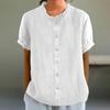 Summer Stand Collar Button Decoration Pure Color Short-sleeved Women's T-shirts