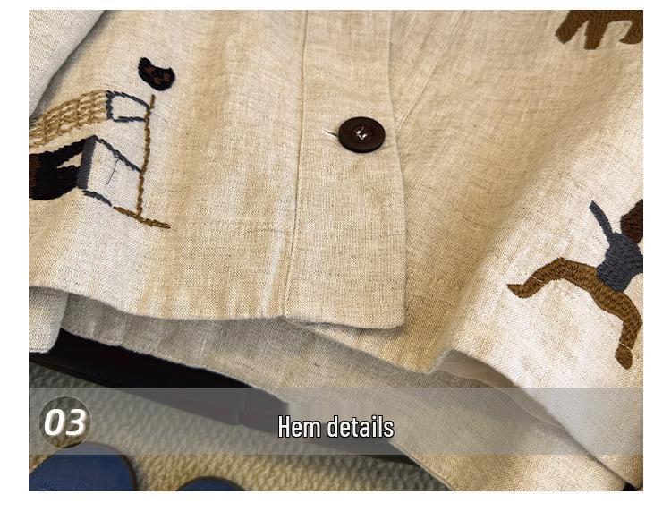 Chic Embroidered V-Neck Women's Jacket - 2025 Autumn Collection, Plus Size, Loose Fit, Short Style