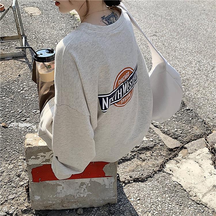 Padded Loose Casual Sweater Female Fall and Winter Jacket Ancient Round Neck Long Sleeve Bottoming Shirt Tops Fashion Retro Versatile Sweatshirt