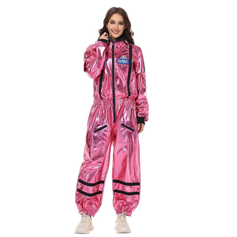 Women's Astronaut Halloween Cosplay Costume - Space Suit for Club or Stage Performance, Bright Colors with Hot Stamping.
