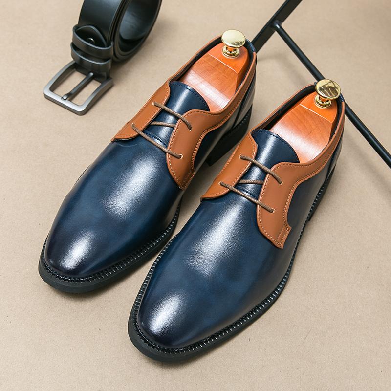 

Мужские оксфордские дерби-платья, формальные деловые повседневные туфли, смокинг, свадебные блейзеры, туфли-седла большего размера EU: 46 синий/жёлтый