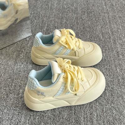 Jesienne codzienne buty na platformie damskie nowe białe buty na platformie do spódnic cienkie płócienne buty niszowe buty typu "chleb"