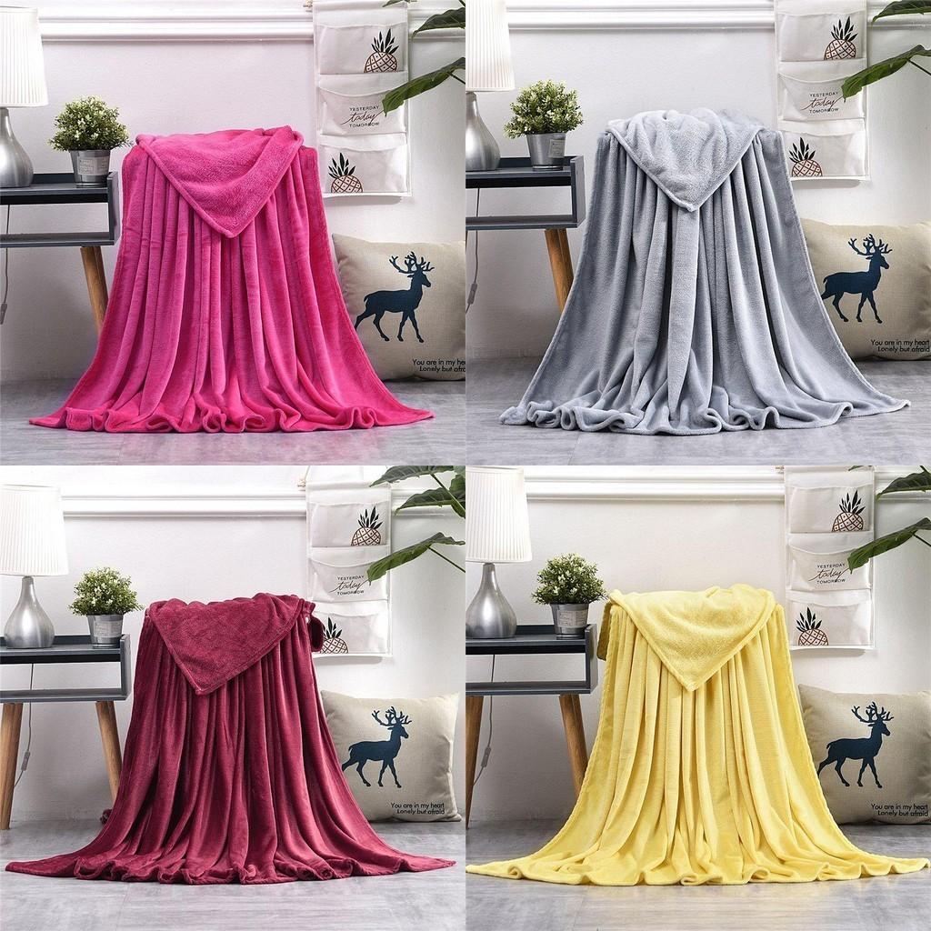 Sumptuous 22 Solid Colors Flannel Plush Fleece Blanket Perfect For Sofa Relaxation