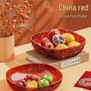 Rote festliche Obstschale - Große runde luxuriöse Plastikplatte für Wohnzimmer oder Couchtisch