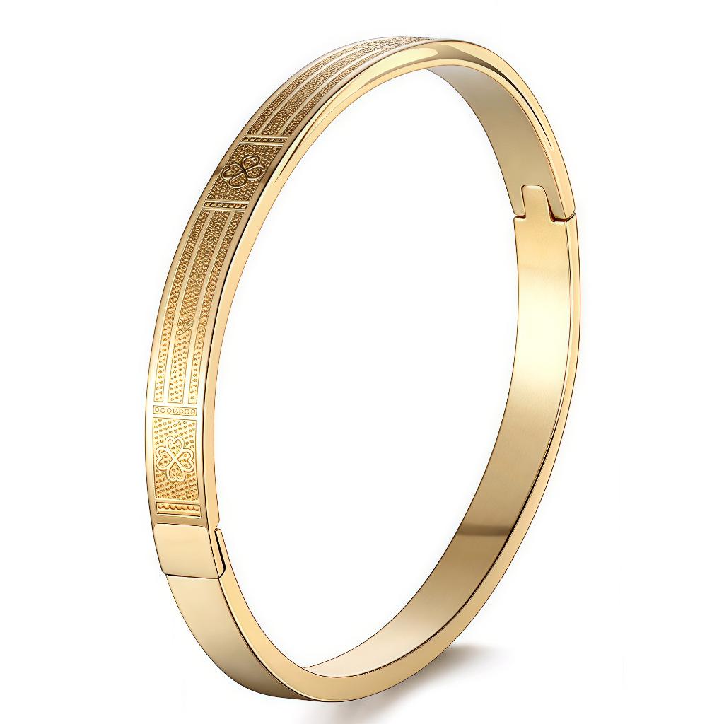 Simple Heartbeat Etched Titanium Steel Couple Bracelet