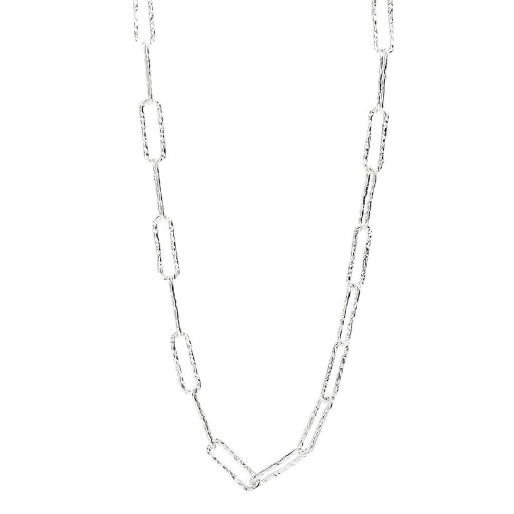 s925 Silver Geometric Link Necklace Light Luxury Design Collarbone Chain