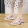 Low Sandals Woman Leather 2025 Summer Muffins shoe Clogs With Heel Large Size Suit Female Beige Women’s Shoes Low-heeled Flat Ne