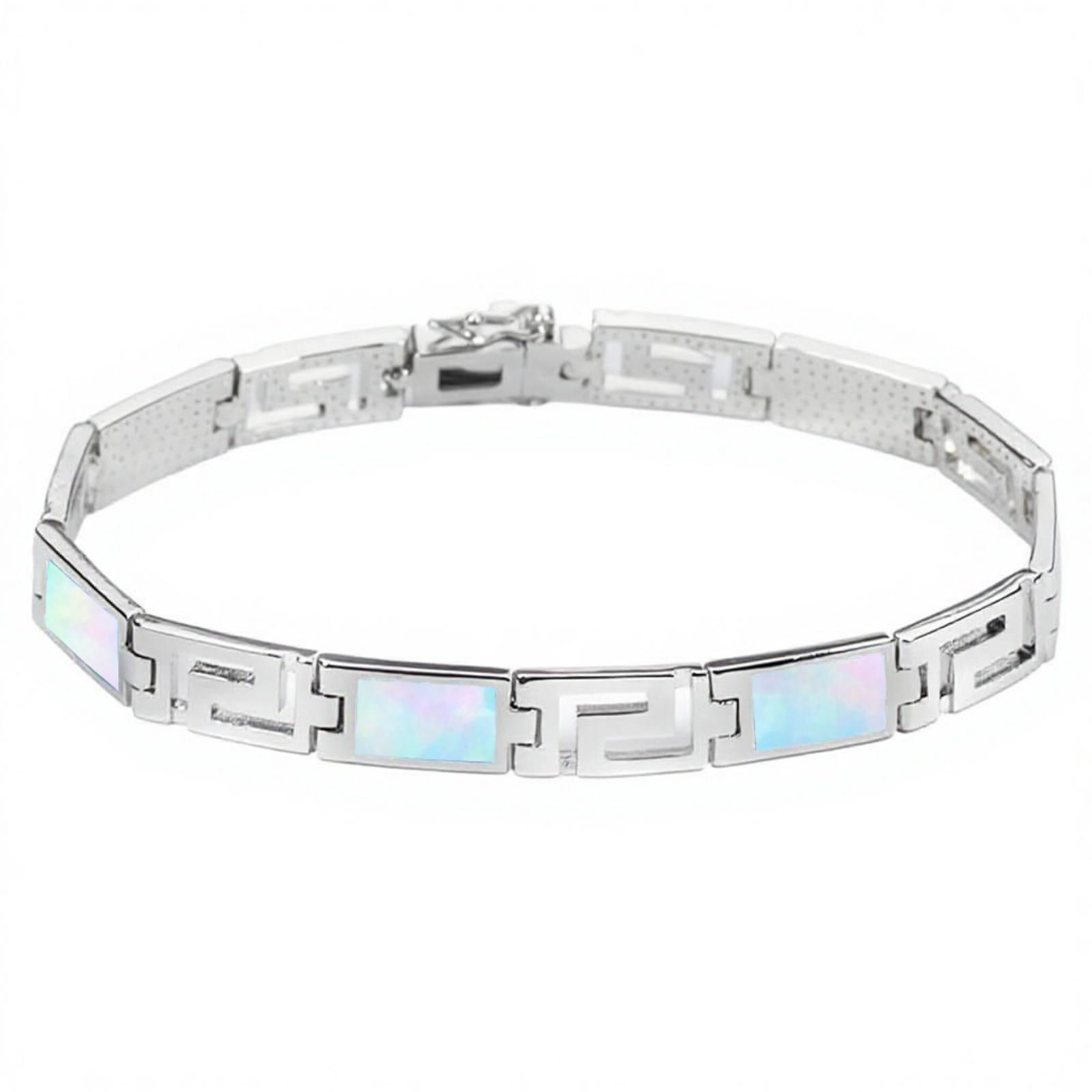 Hawaiianische Opal Halskette & Armband Set mit bunten Edelsteinen weiß
