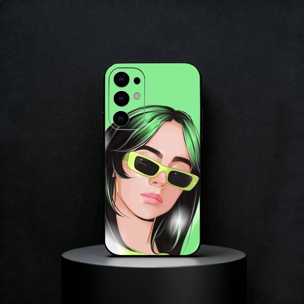 B-Billie Eilish Cartoon Style Phone Case For Samsung S25,24,23,22,30,21,10,9,Ultra,Plus,FE 5G Black Soft Case Samsung S23plus5G