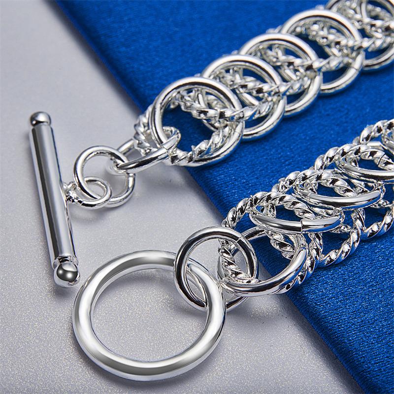 925 Sterling Silver 8-inch Exquisite Woven Bracelet for Men and Women, Party Fashion Gifts, Wedding Accessories, Jewelry