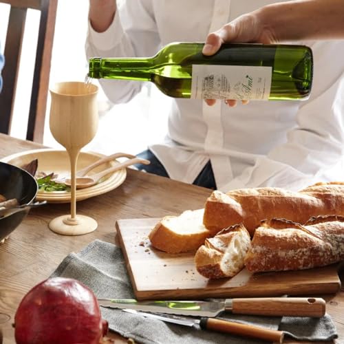 RIVERET Wine Vessels, 200ml, Pair, Bamboo, Dishwasher Safe, White/Brown, RV-113WB