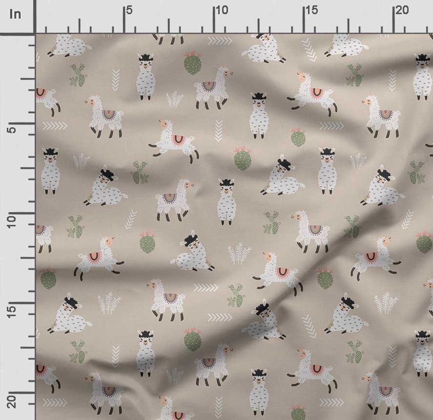 Soimoi Llama Alpaca Print,  Cotton Cambric, Quilting Fabric Sold by The Yard 42 Inch Wide, Medium Weight Cotton Fabric, Sewing  Supplies,