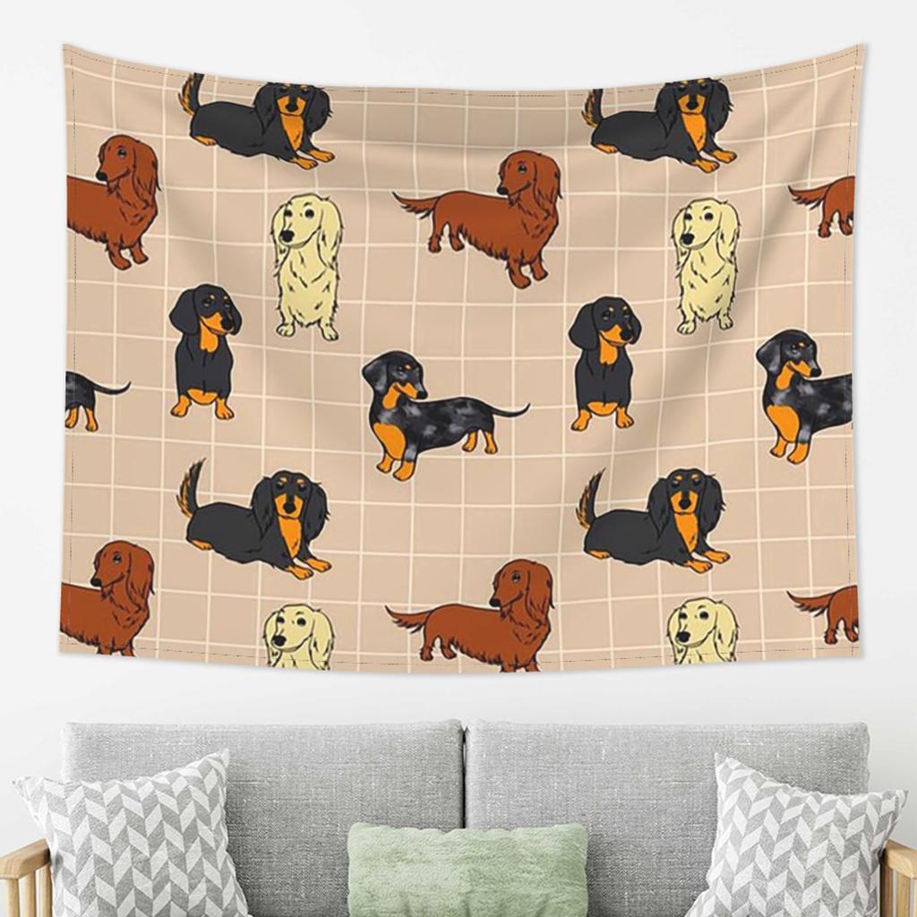 Dachshund Dog Tapestry Wall Hanging Aesthetic Home Decor Tapestries for Living Room Bedroom