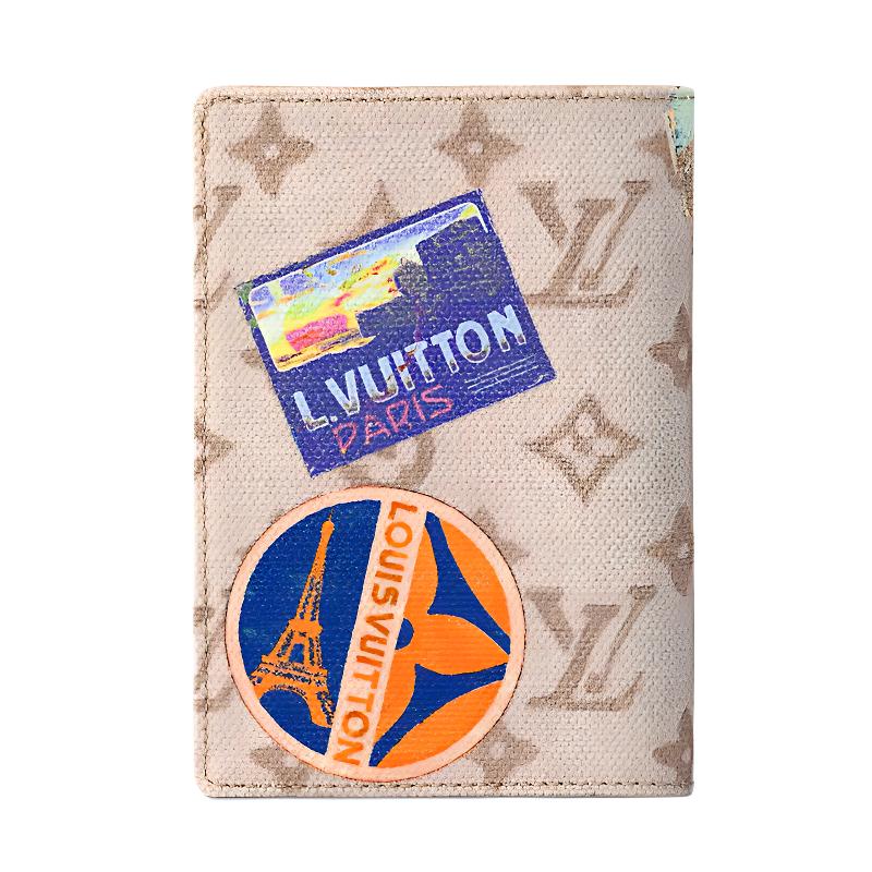 Louis Vuitton Flight Mode Vintage Icon Double Fold Design Monogram Dune Coated Canvas Passport Holder Unisex Accessories Beige M14621