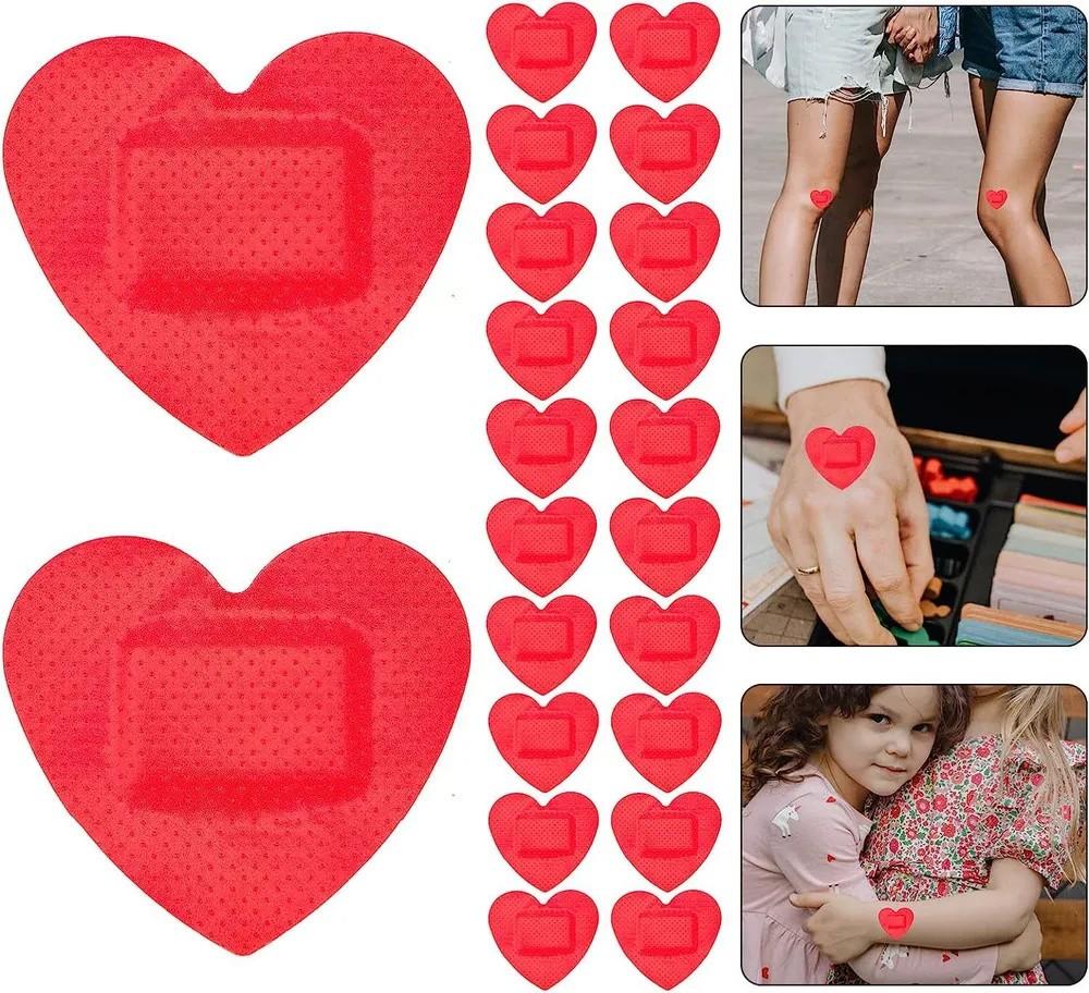 

10 шт. Водонепроницаемый дышащий кровоостанавливающий бинт в форме сердца милый мультяшный бинт красный