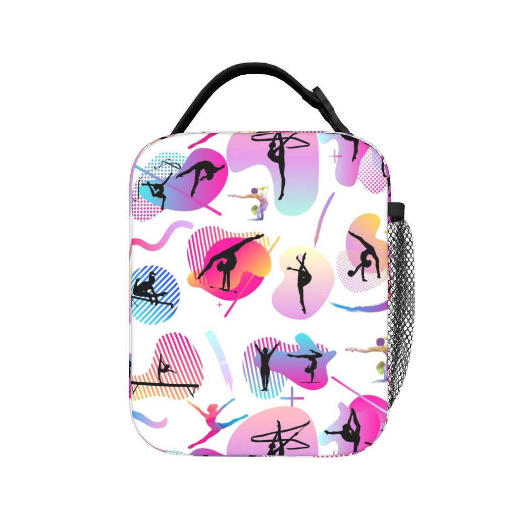 0 Gymnastics Print Sport Funny Lunch Bag Portable Lunch Box Adult Picnic Print Cooler Bag Vintage Oxford Tote Food Bags