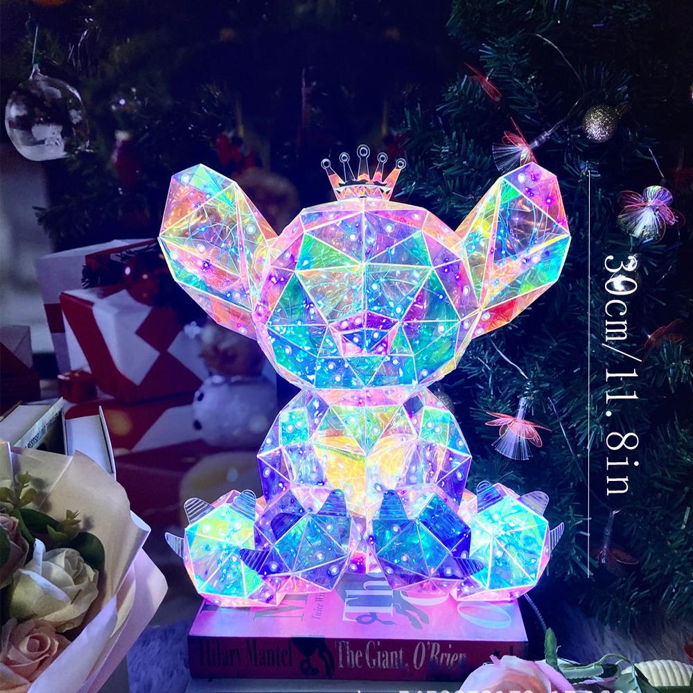 Large Prismatic Iridescent Love Bear With LED Lights, Colorful Glow Indoor Decorations for Girlfriend Valentine's Day Gift