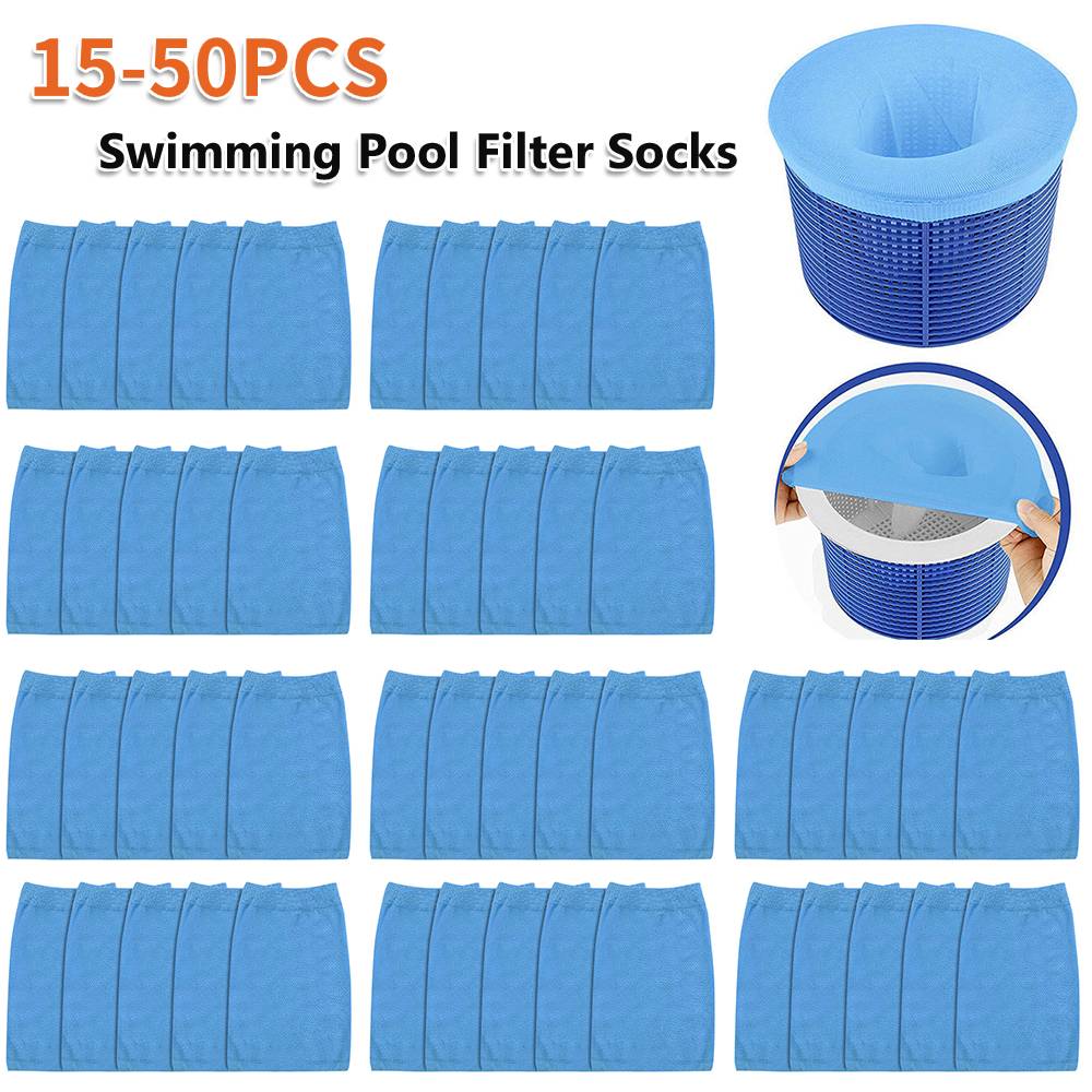 15-50PCS Nylon Pool Filter Socks Elastic Pool Skimmer Socks Saver Filter Storage Pool Skimmer Socks Swimming Pool Filter Socks